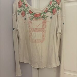 We The Free Cream Long-Sleeve Floral Number Graphic Tee